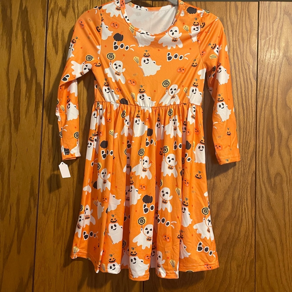 Orange Halloween Ghost Dress